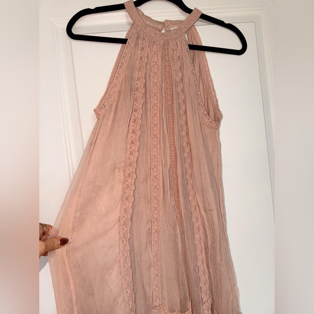 Sundance Sleeveless Lace Midi Dress in Blush Women’s Size Petite Medium - Picture 3 of 10
